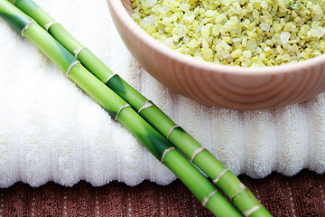 Image showing green bamboo bath salt