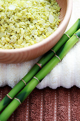 Image showing green bamboo bath salt