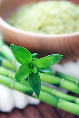 Image showing green bamboo bath salt