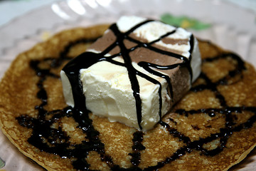 Image showing crepe with vanilla ice cream