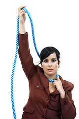 Image showing businesswoman boss with rope