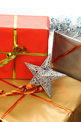 Image showing beautiful christmas gifts on white background