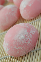 Image showing Pink Japanese rice cakes