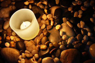 Image showing Candle and Rocks