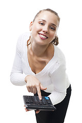 Image showing Confident calculator in attractive pose