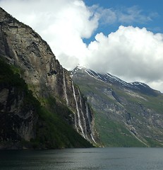 Image showing Seven Sisters waterfall at Geirangerfjord