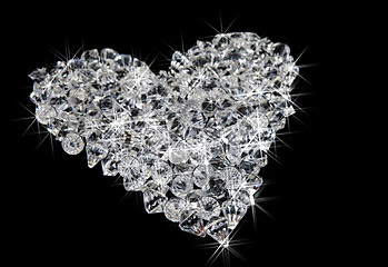 Image showing heart of diamonds on black