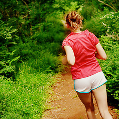 Image showing Woman In Red Running