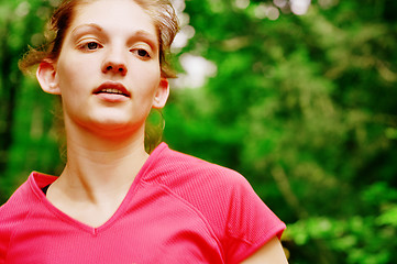 Image showing Woman In Red Running