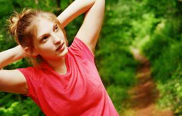 Image showing Woman In Red Running