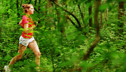 Image showing Woman In Red Running