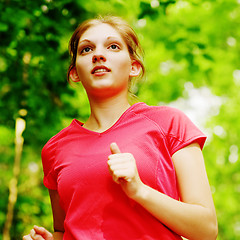 Image showing Woman In Red Running