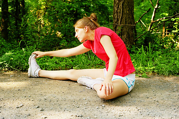 Image showing Woman In Red Running