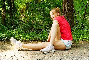 Image showing Woman In Red Running