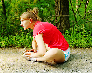 Image showing Woman In Red Running