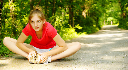 Image showing Woman In Red Running