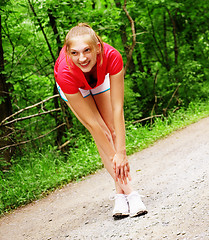 Image showing Woman In Red Running