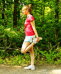 Image showing Woman In Red Running