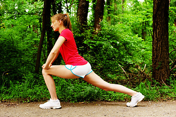 Image showing Woman In Red Running