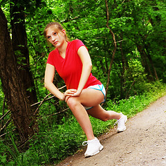 Image showing Woman In Red Running