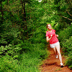 Image showing Woman In Red Running