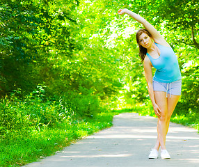 Image showing Young Woman Outdoor Workout