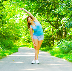 Image showing Young Woman Outdoor Workout