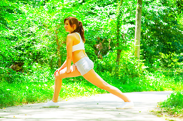 Image showing Woman Runner In The Woods