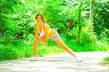 Image showing Woman Runner In The Woods