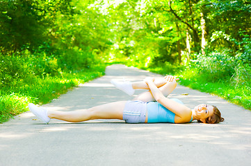 Image showing Young Woman Outdoor Workout