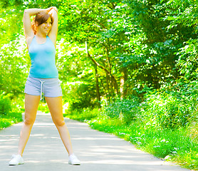 Image showing Young Woman Outdoor Workout