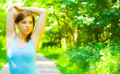 Image showing Young Woman Outdoor Workout