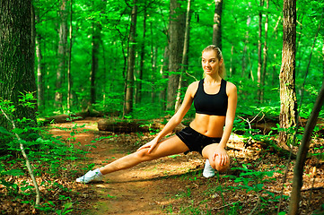 Image showing Blonde Woman Exercising 