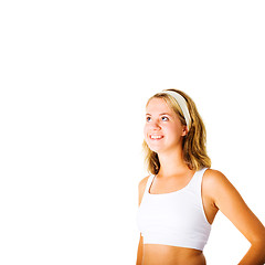 Image showing Young Woman Working Out On White