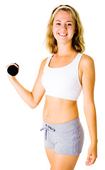 Image showing Young Woman Working Out On White