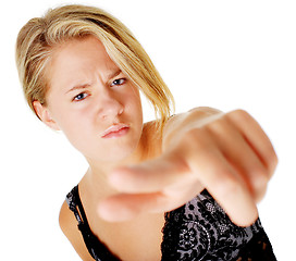 Image showing Angry Woman In Dress On White