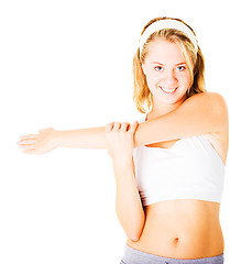 Image showing Young Woman Working Out On White