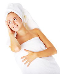 Image showing Beautiful Young Spa Woman On White