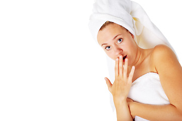 Image showing Beautiful Young Spa Woman On White