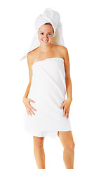 Image showing Beautiful Young Spa Woman On White