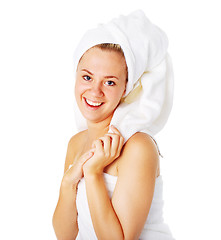 Image showing Beautiful Young Spa Woman On White