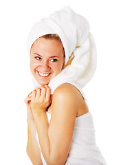 Image showing Beautiful Young Spa Woman On White