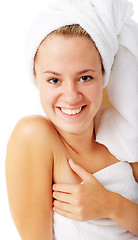 Image showing Beautiful Young Spa Woman On White
