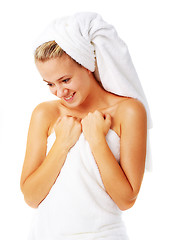 Image showing Beautiful Young Spa Woman On White