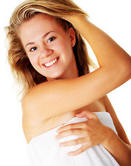 Image showing Beautiful Young Spa Woman On White