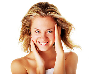 Image showing Beautiful Young Spa Woman On White