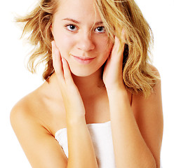 Image showing Beautiful Young Spa Woman On White