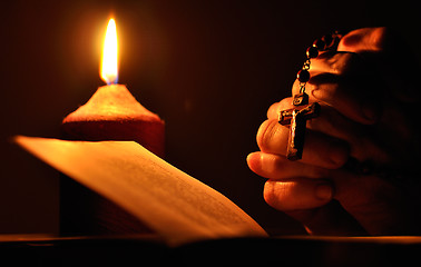 Image showing Prayer hands with crucifix