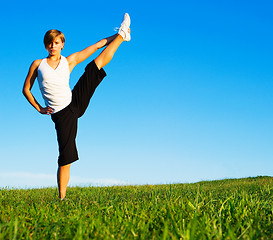 Image showing Young Woman Doing Yoga