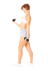 Image showing Young Woman Lifting Weights